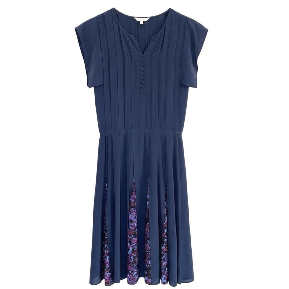 100% SILK Rebecca Taylor Sleeveless Bouquet Rhapsody‎ Dress Floral Pleated Midi